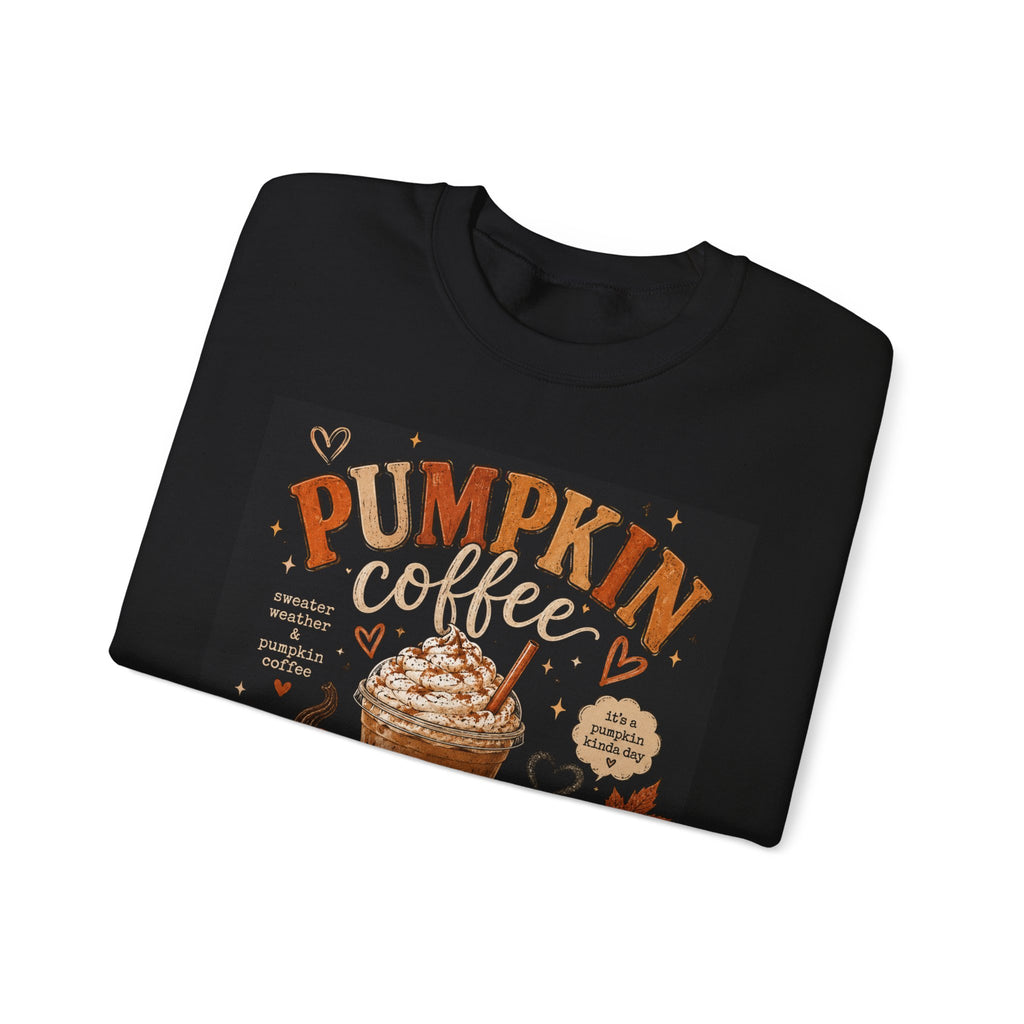 Pumpkin Coffee Crewneck Sweatshirt – Autumn Pumpkin Spice Coffee Graphic