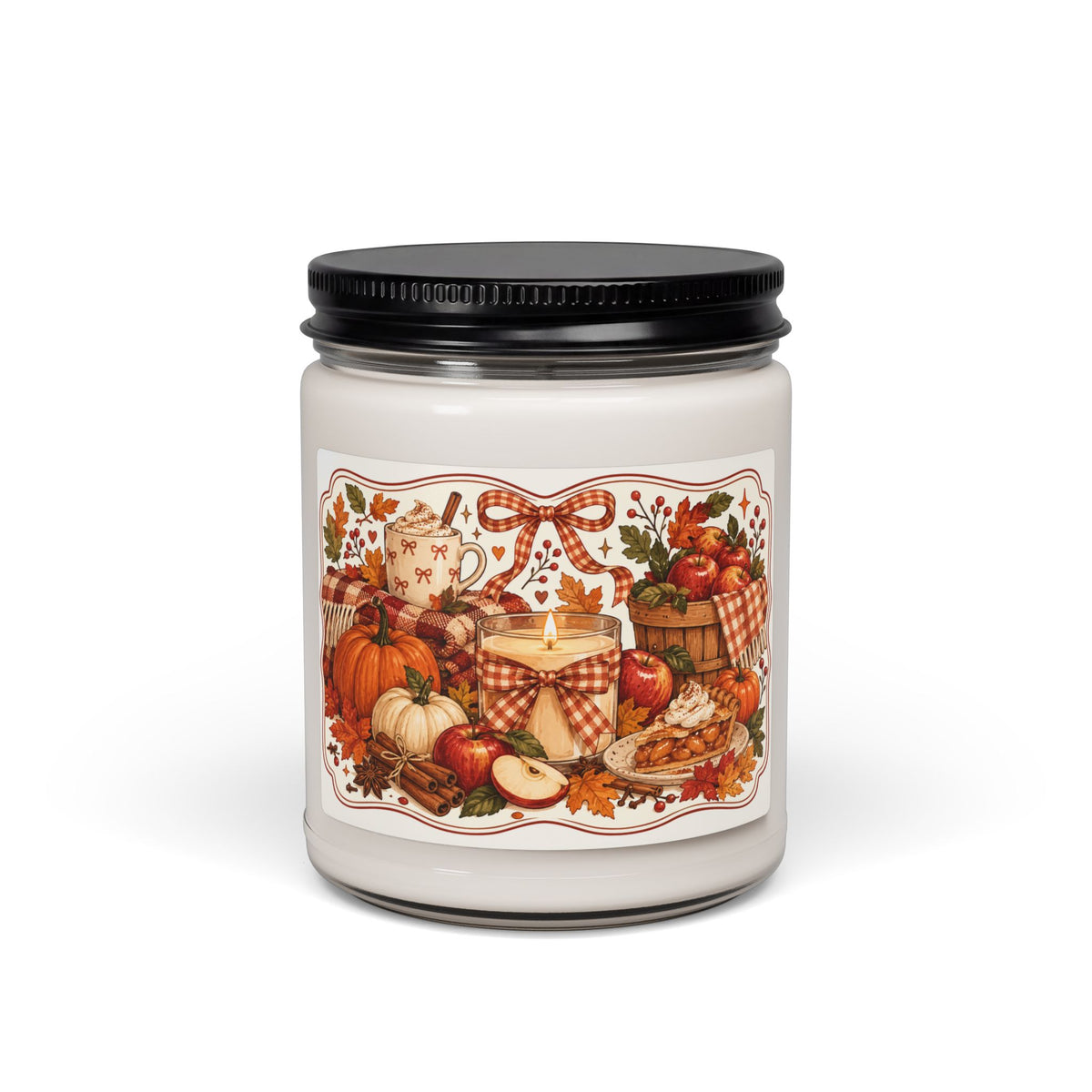 Autumn Harvest Soy Candle — 9oz Scented Fall Candle (Pumpkin, Apple & Spice)