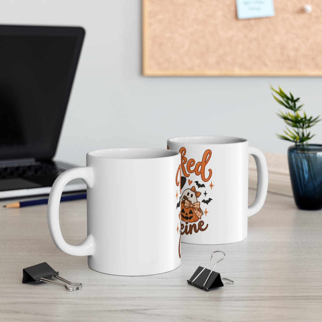 Wicked Caffeine Halloween Mug — Cute Ghosts, Pumpkin Spice Coffee Cup