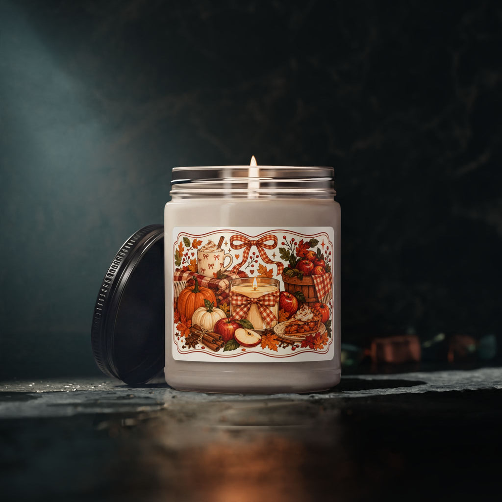 Autumn Harvest Soy Candle — 9oz Scented Fall Candle (Pumpkin, Apple & Spice)