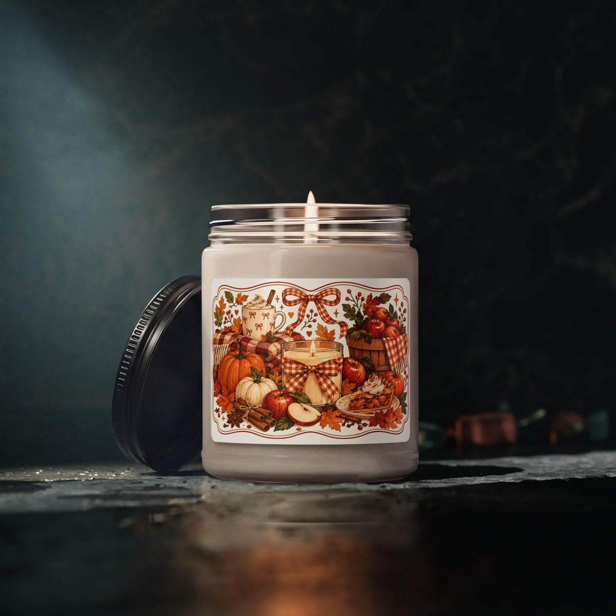 Autumn Harvest Soy Candle — 9oz Scented Fall Candle (Pumpkin, Apple & Spice)